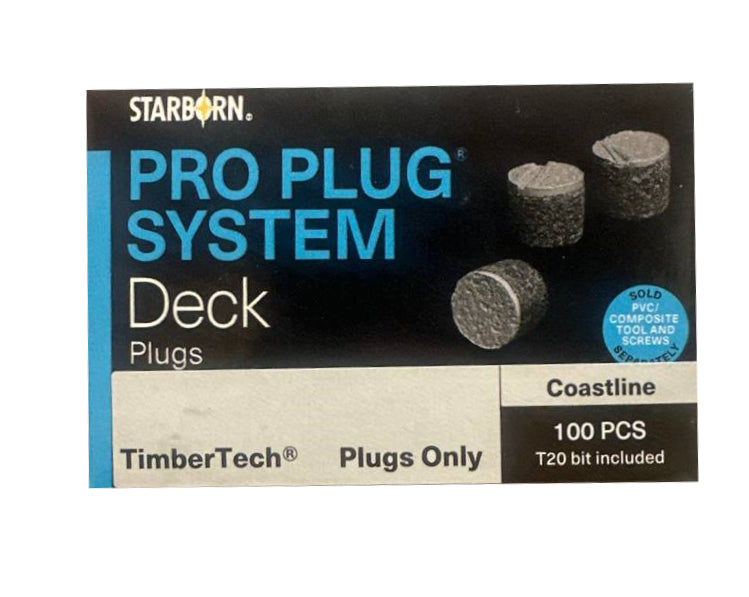 Box of Starborn Pro Plug System Deck Plugs with TimberTech branding.