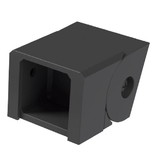 Black rectangular aluminum railing bracket with hollow center and side hole, ideal for Al13 HOME railing installation.