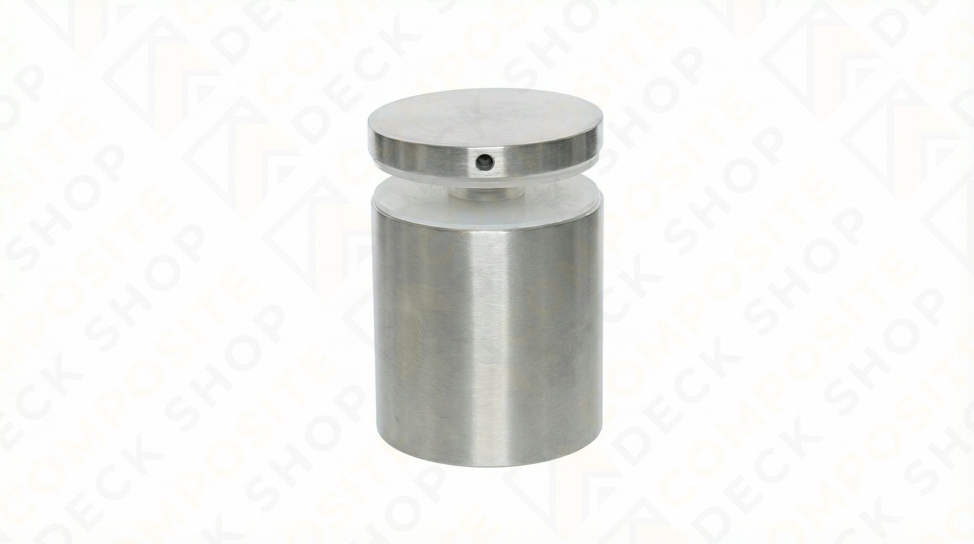 Stainless steel 2" diameter standoff for frameless glass railing, featuring a cylindrical shape and flat round top.