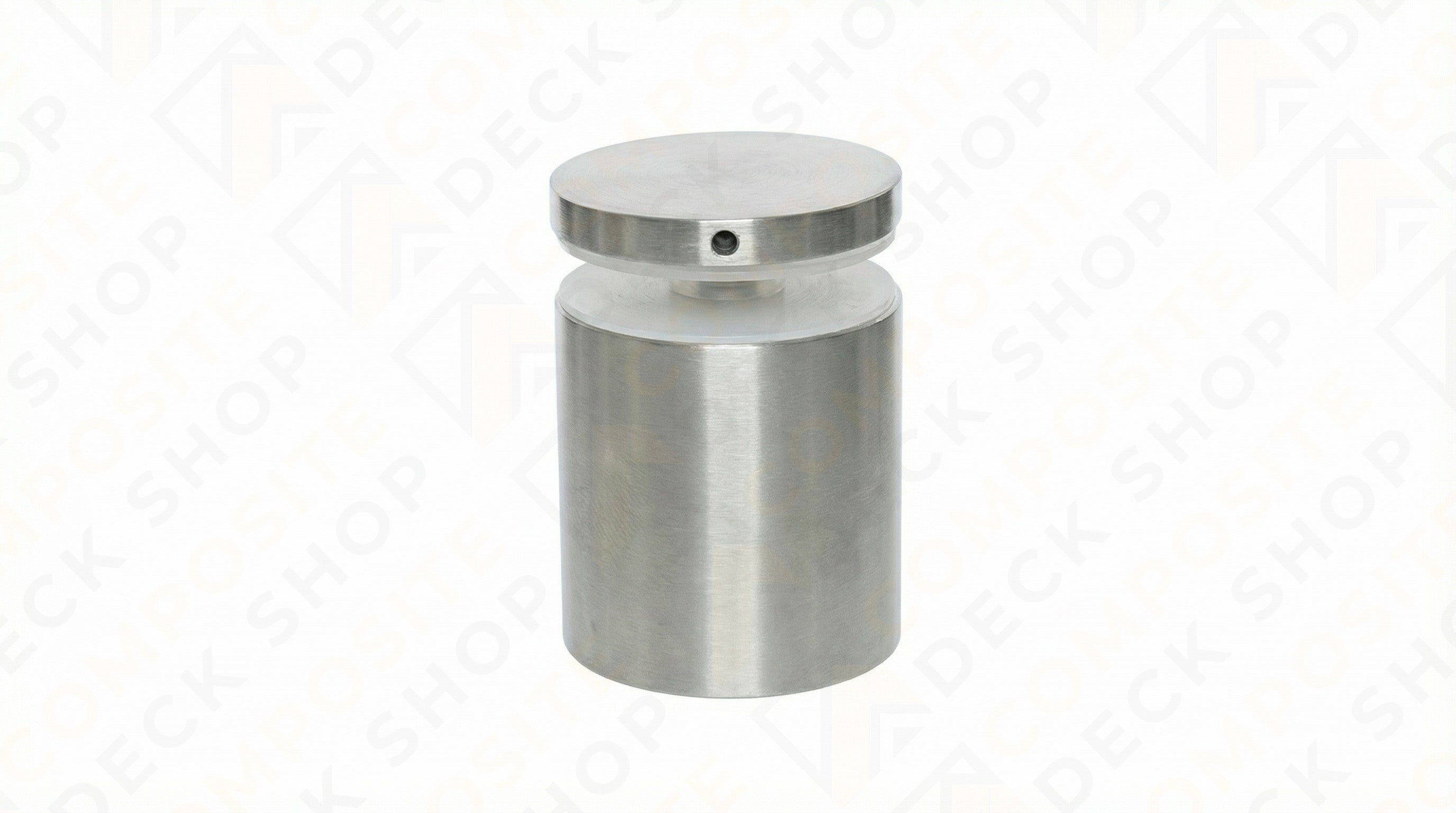 Stainless steel 2" diameter standoff for frameless glass railing, featuring a cylindrical shape and flat round top.