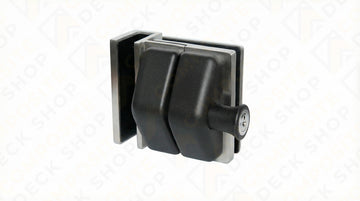 Black and silver mechanical component on a white background