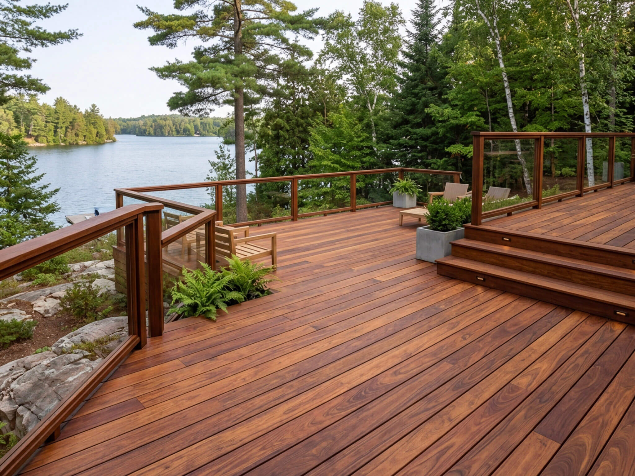 IPE wood deck patio on the lake in Ontario