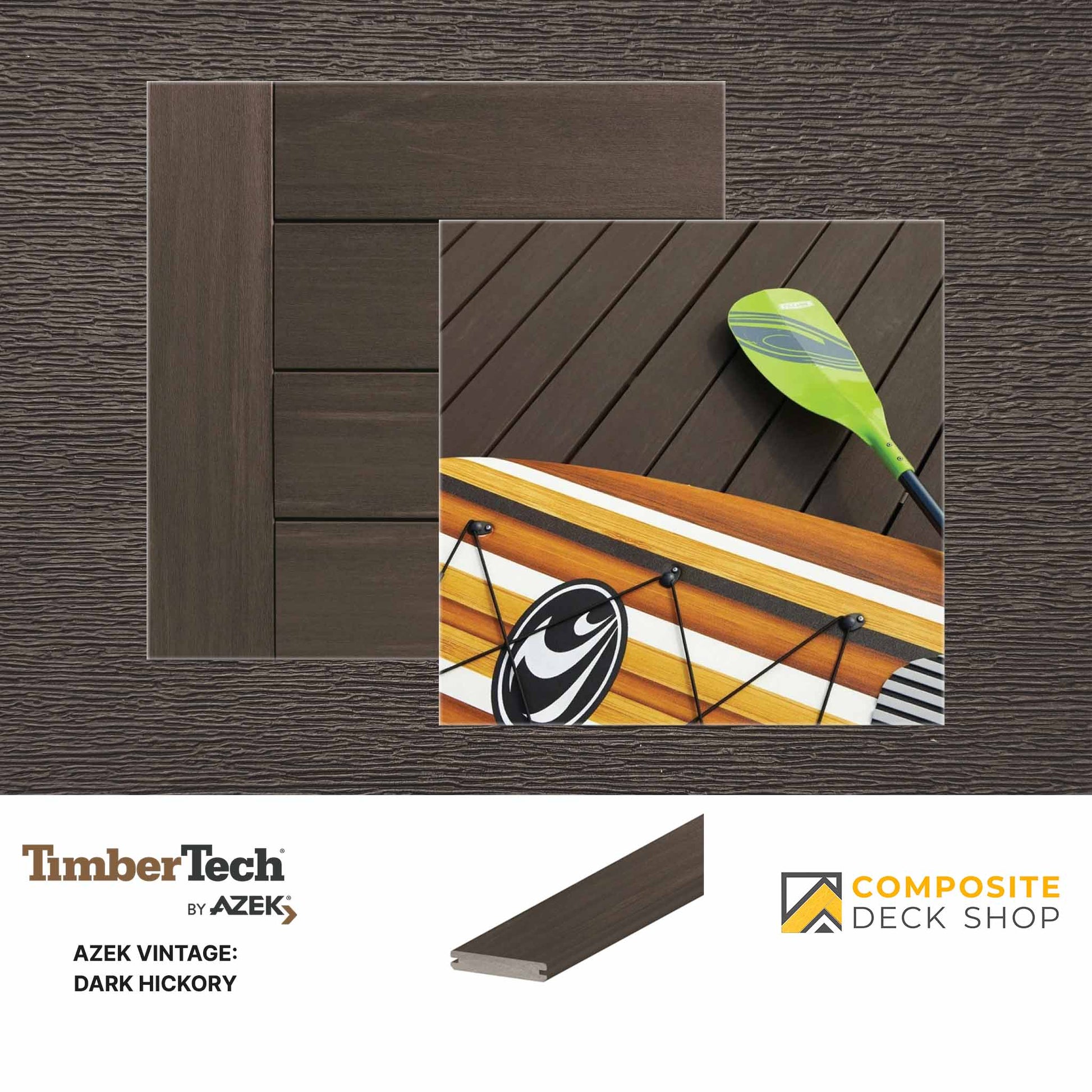Azek Vintage Decking in Dark Hickory Colour.