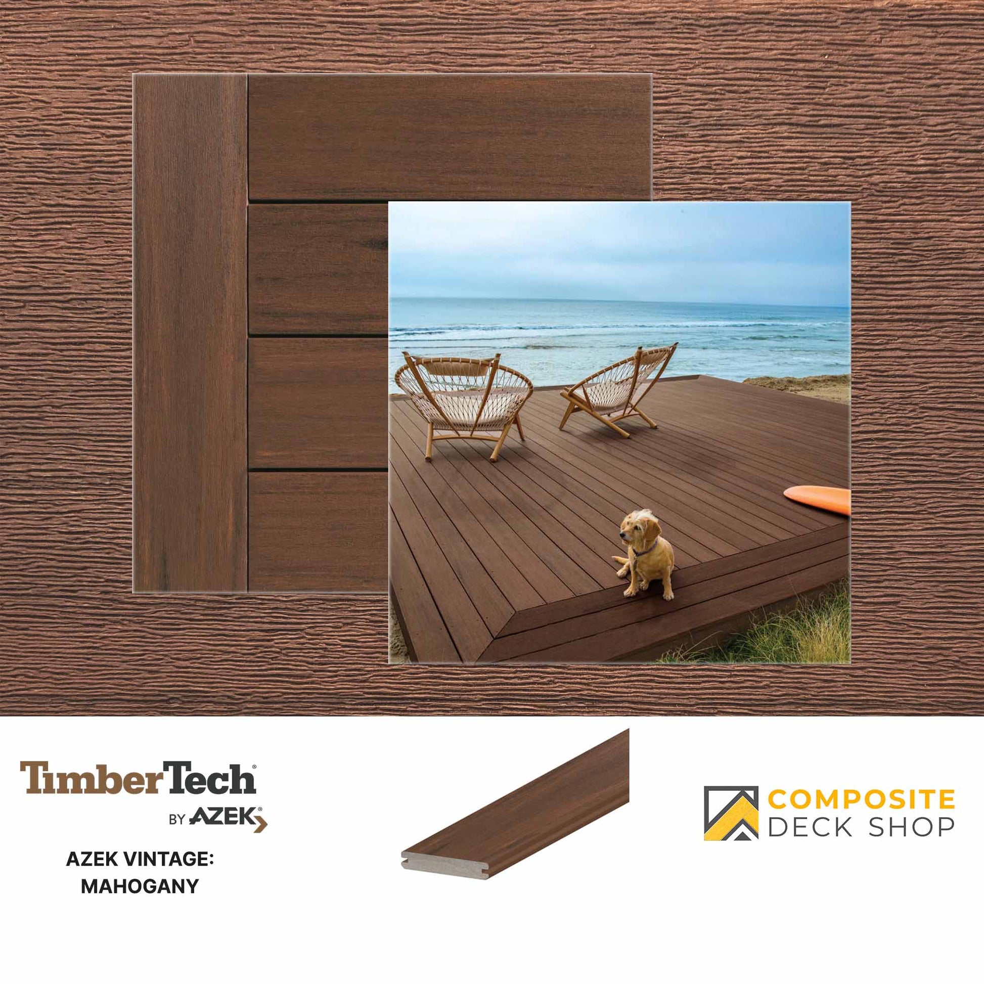 Azek Vintage Decking in Mahogany Colour.
