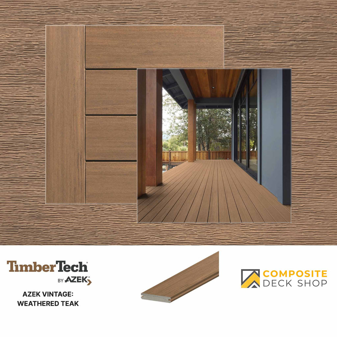 Azek Vintage Decking in Weathered Teak Colour.