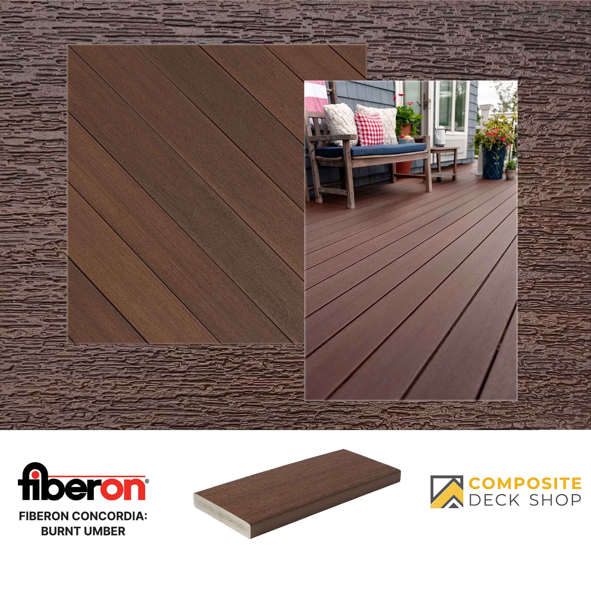 Fiberon Concordia Decking Board in Burt Umber Colour