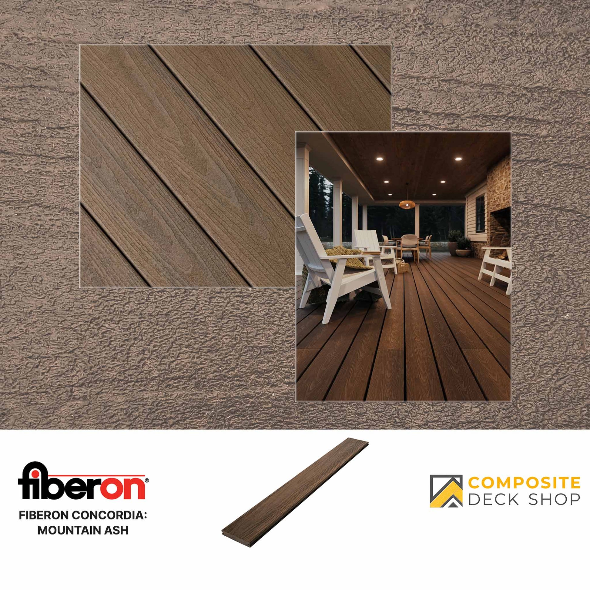 Fiberon Concordia Decking in Mountain Ash Colour
