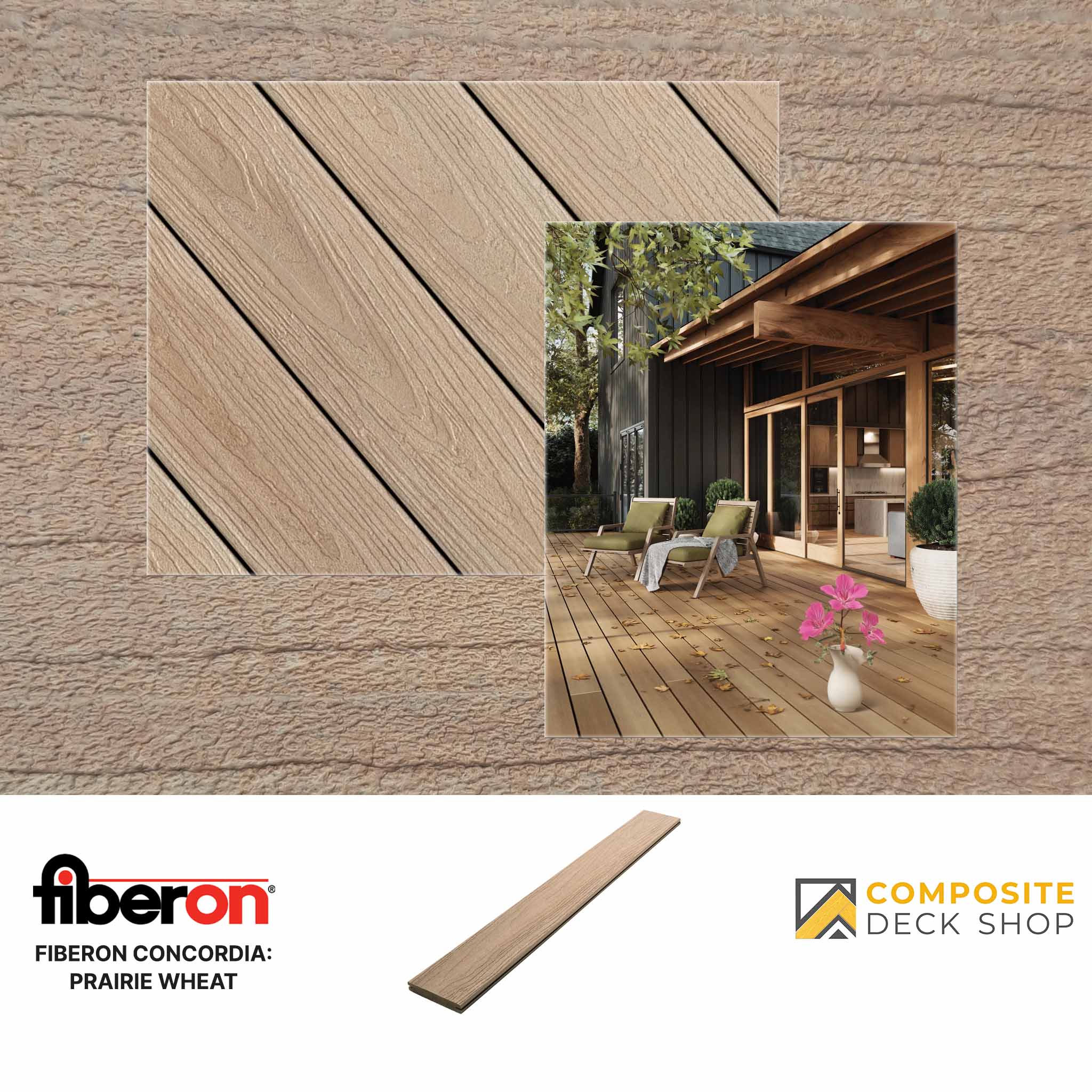 Fiberon Concordia Decking in Prairie Wheat Colour