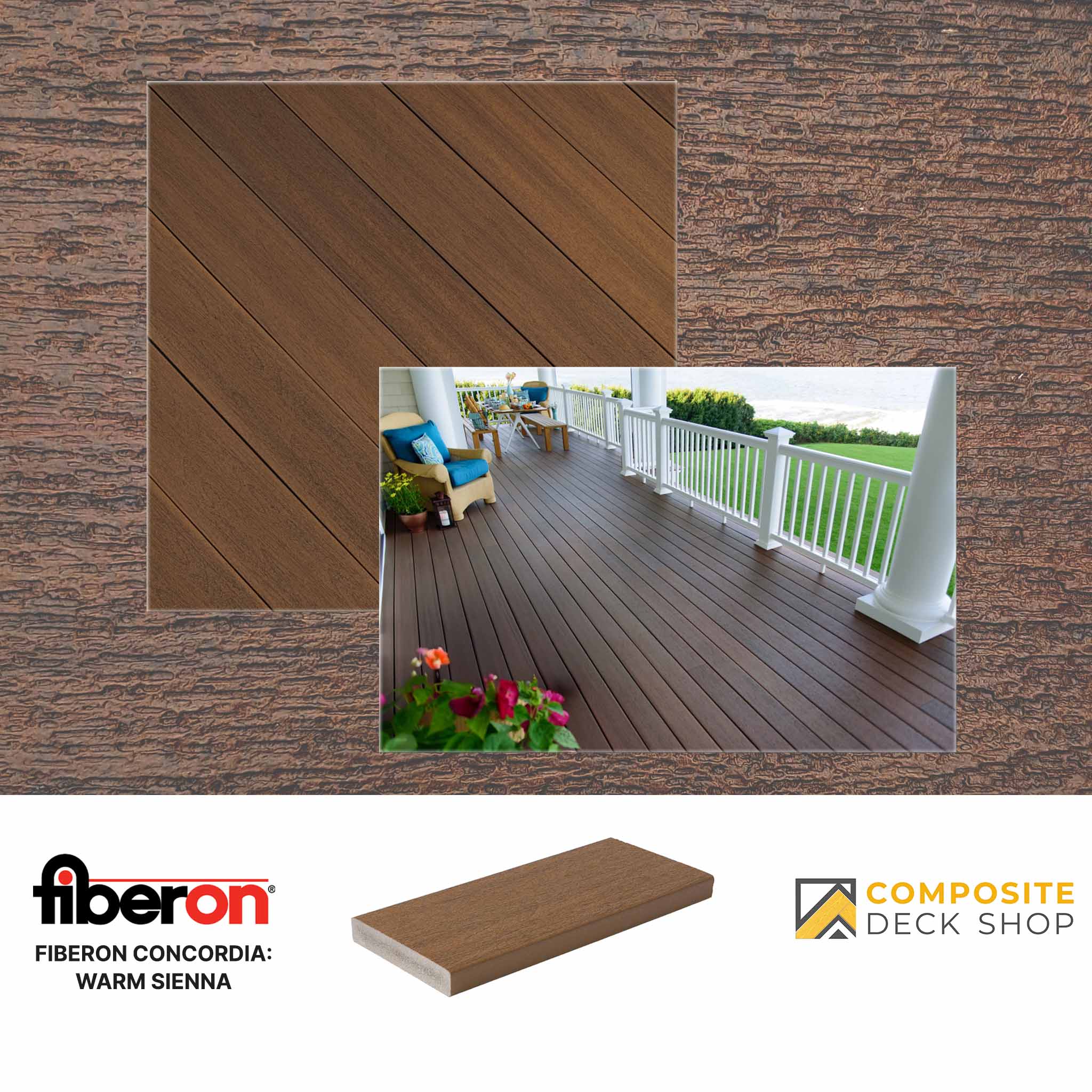 Fiberon Concordia Decking Board in Warm Sienna Colour