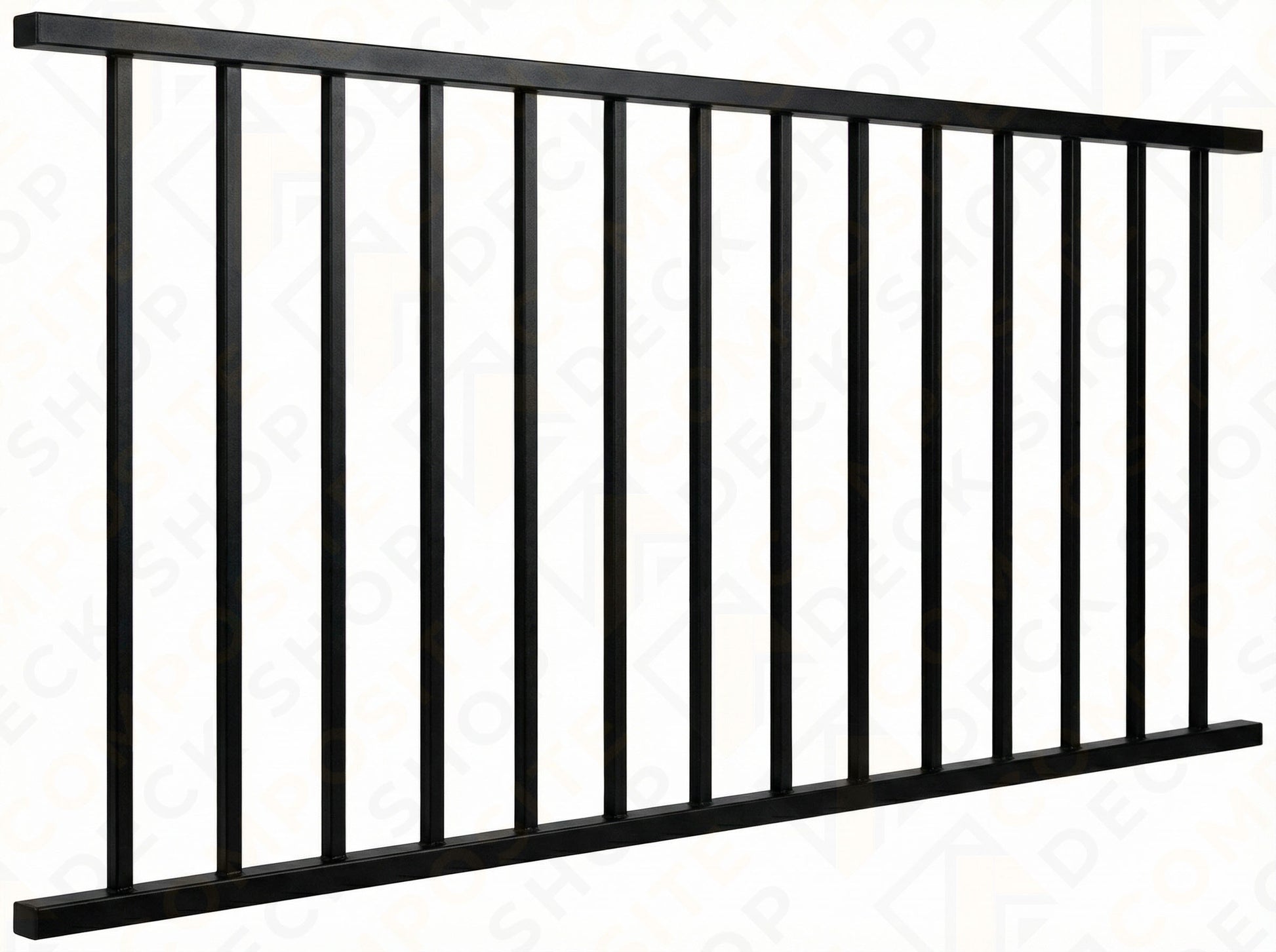Black metal railing on a white background