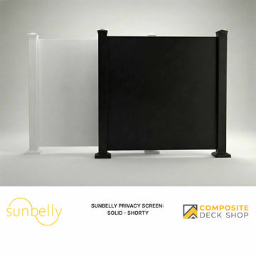 Two modern privacy panels—one frosted white, one solid black—are displayed side by side on a plain background.