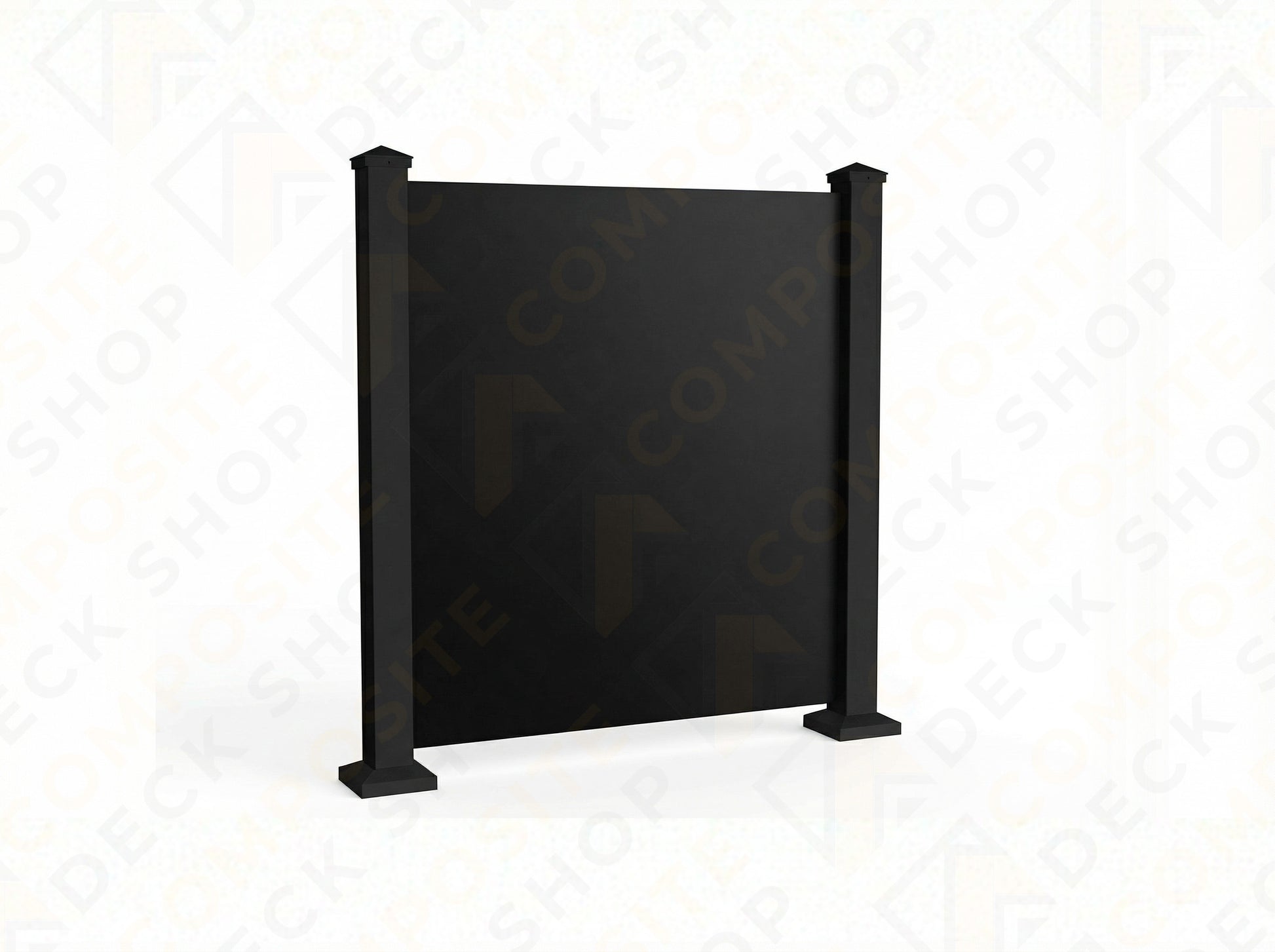 Modern privacy panel with two vertical posts and square bases, standing on a white background.