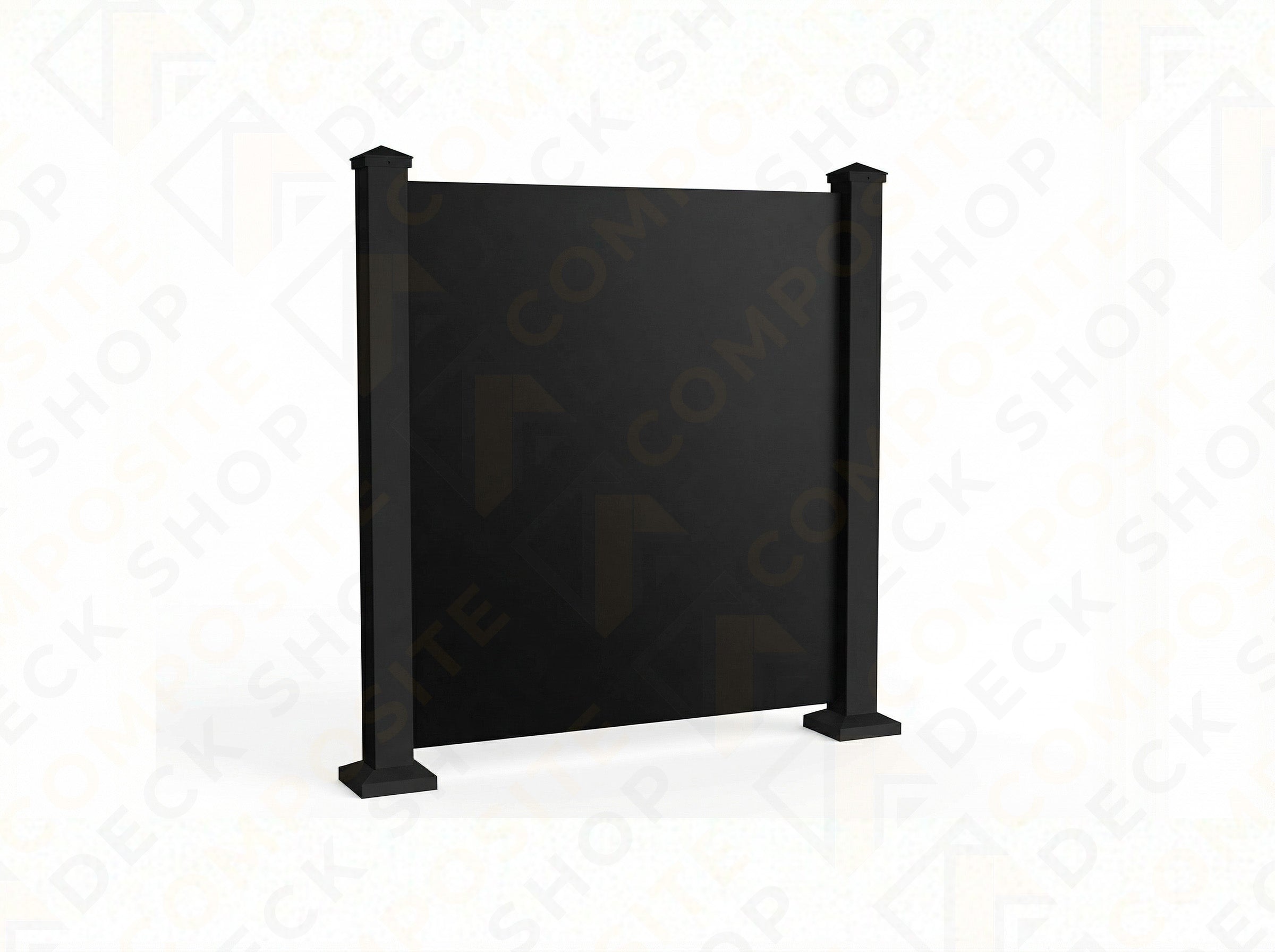 Modern privacy panel with two vertical posts and square bases, standing on a white background.