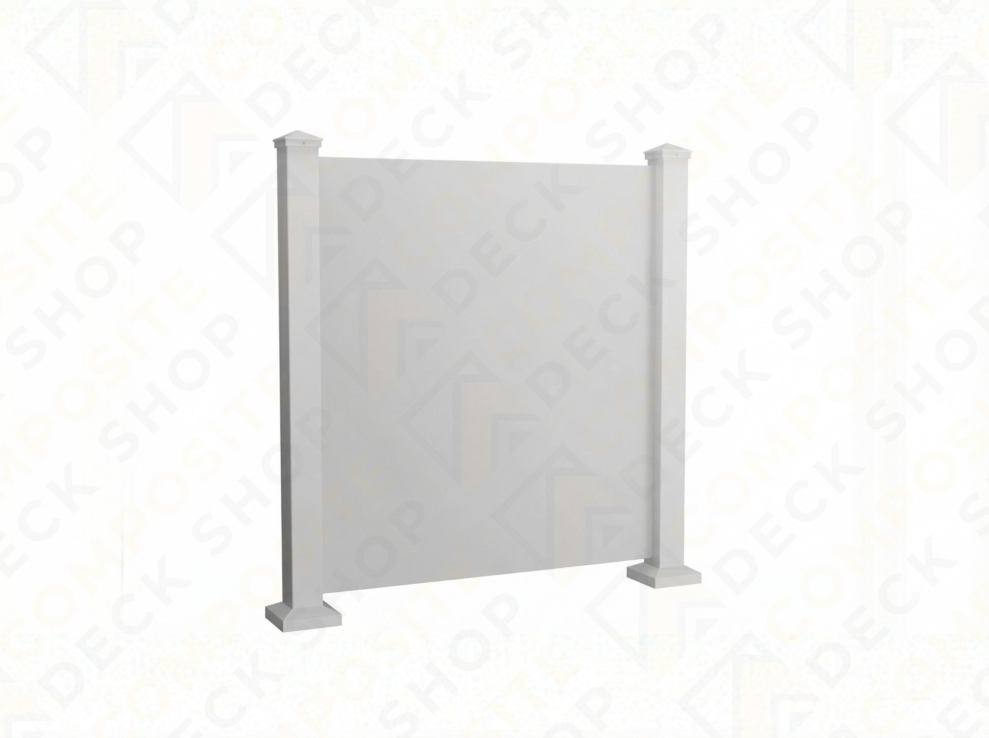 Sunbelly gray privacy screen panel with two square posts and decorative caps, offering a modern appearance.