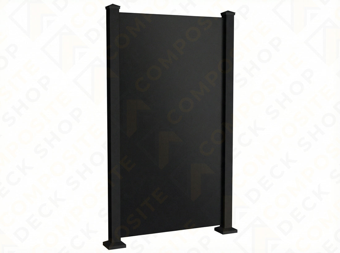 Three Sunbelly aluminum privacy screens in white, black, and brown offer a contemporary architectural appearance.