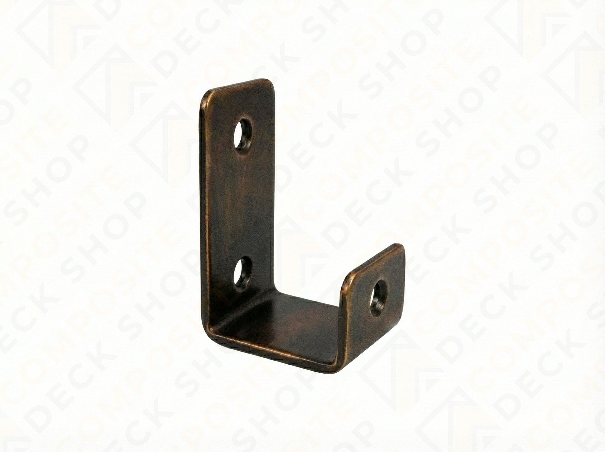 Bronze metal corner bracket on a white background