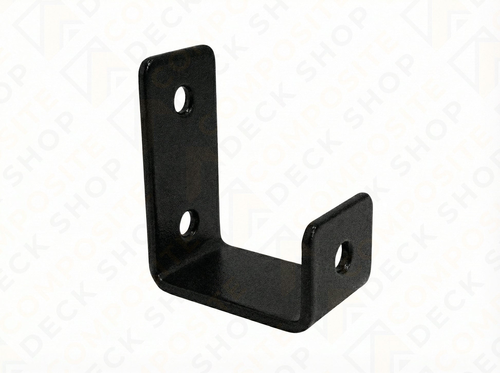 Black metal corner bracket on a white background