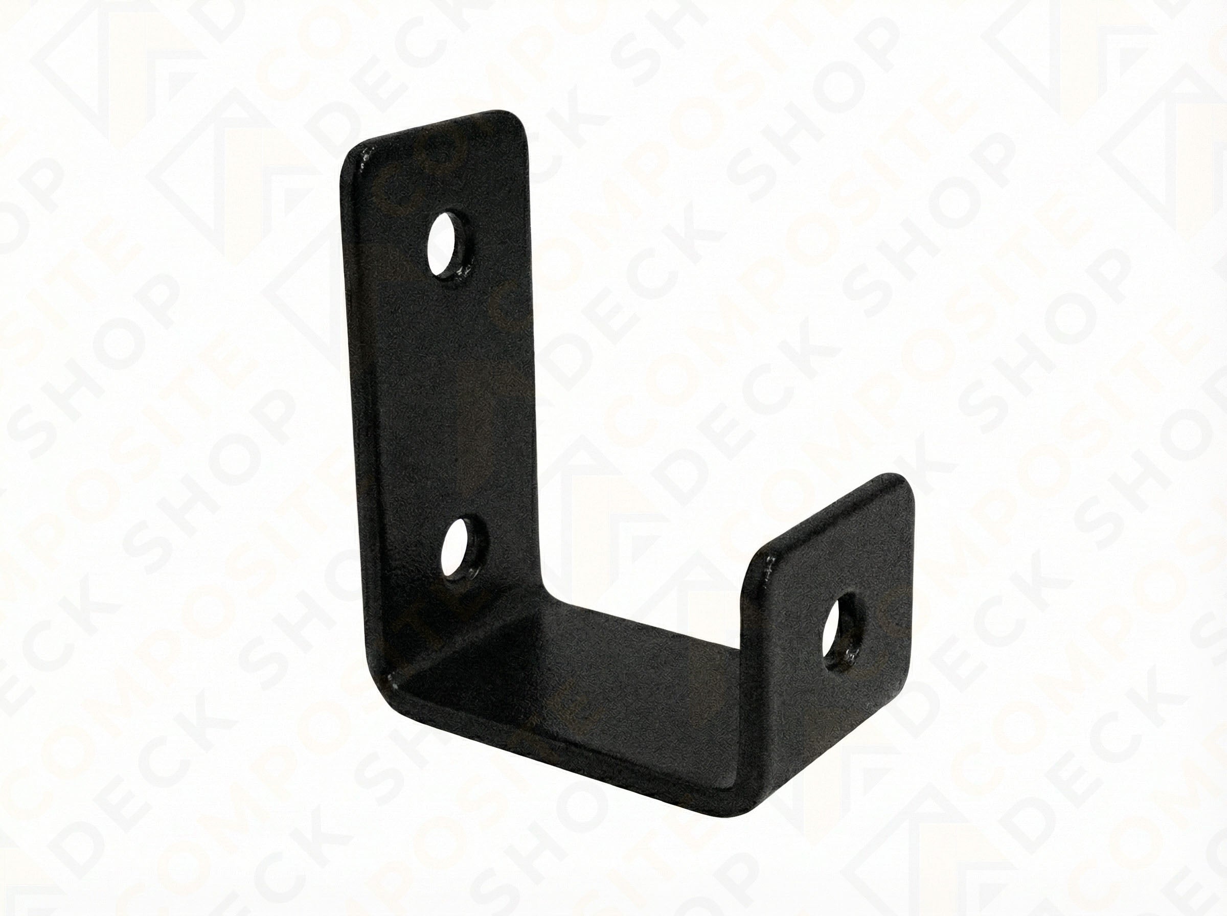 Black metal corner bracket on a white background