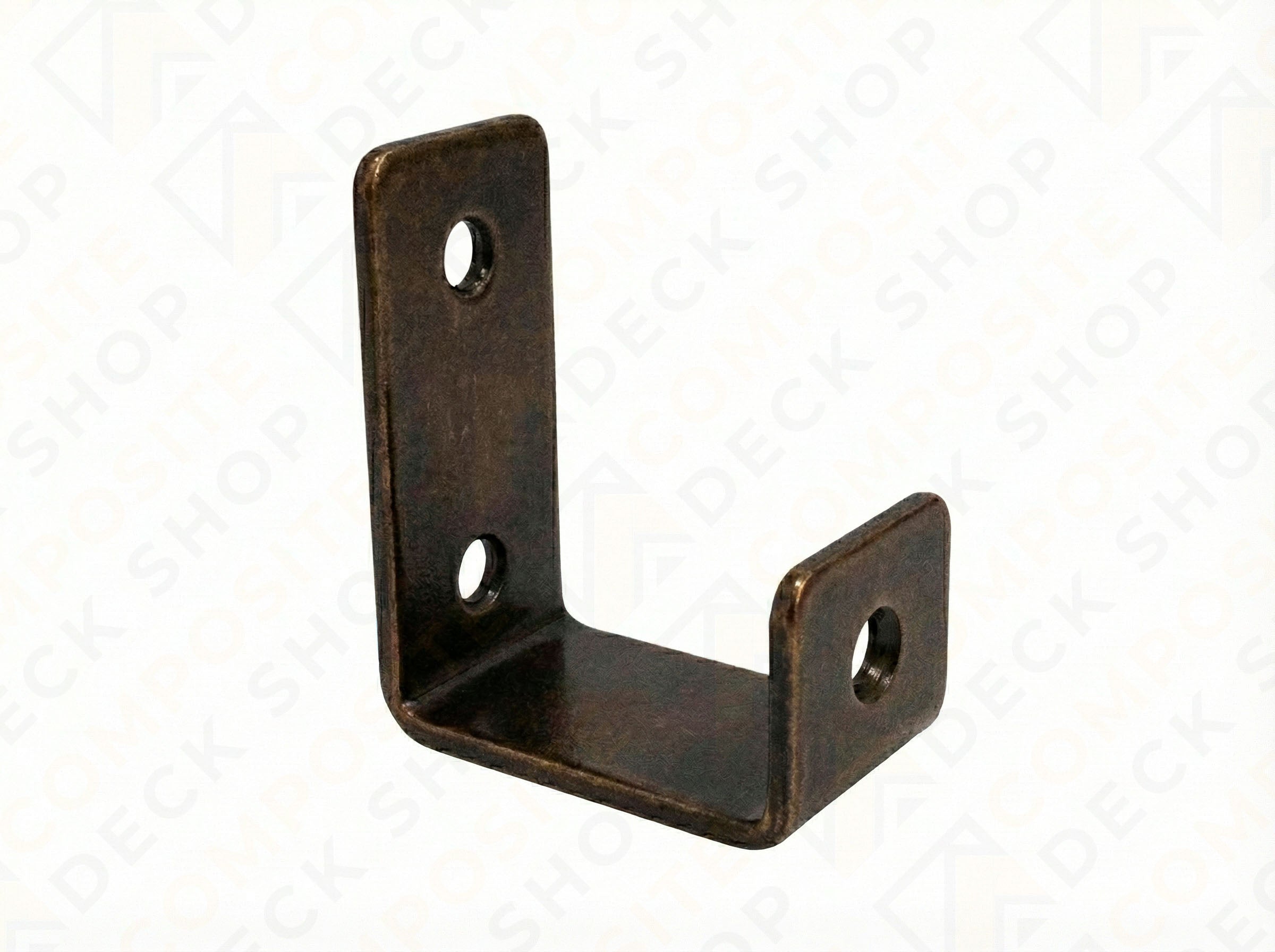 Black metal corner bracket on a white background