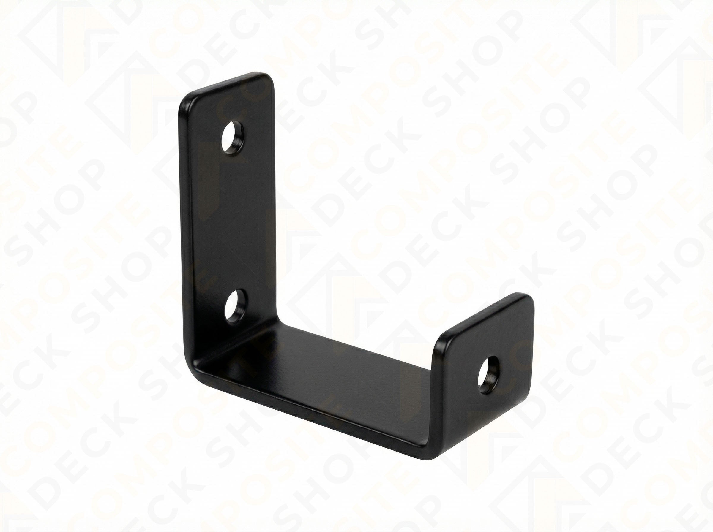 Black metal corner bracket on a white background