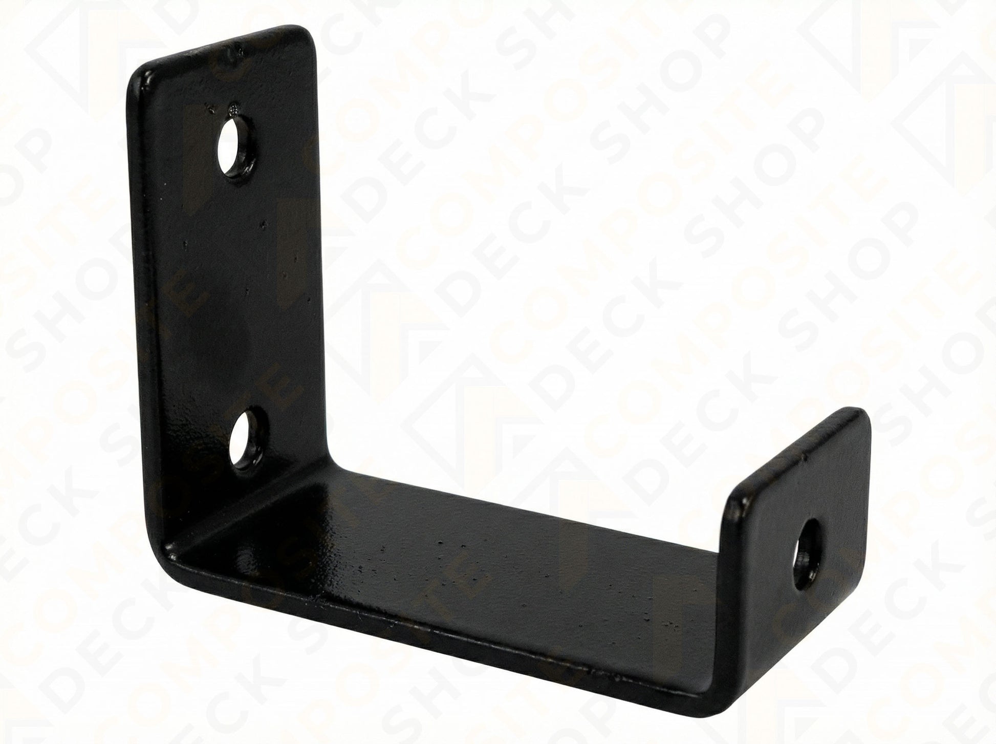 Black metal corner bracket on a white background