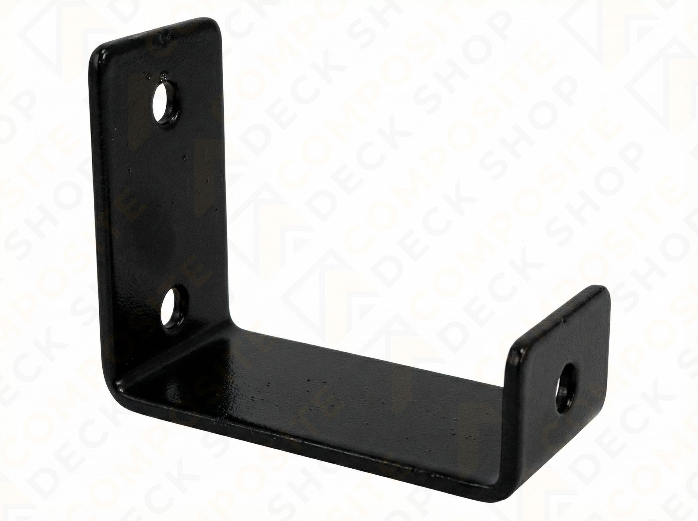 Black metal corner bracket on a white background