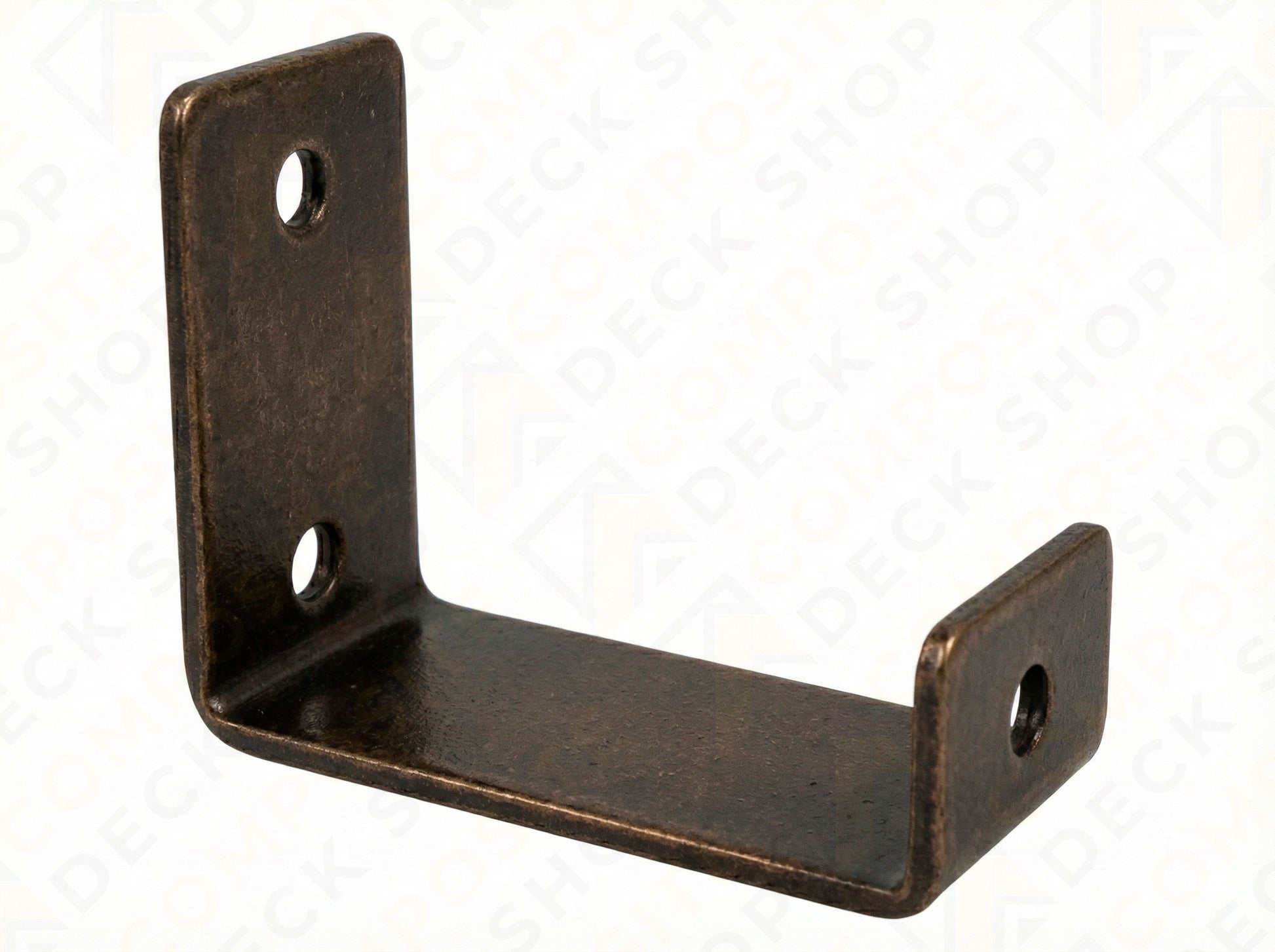 Bronze metal corner bracket on a white background