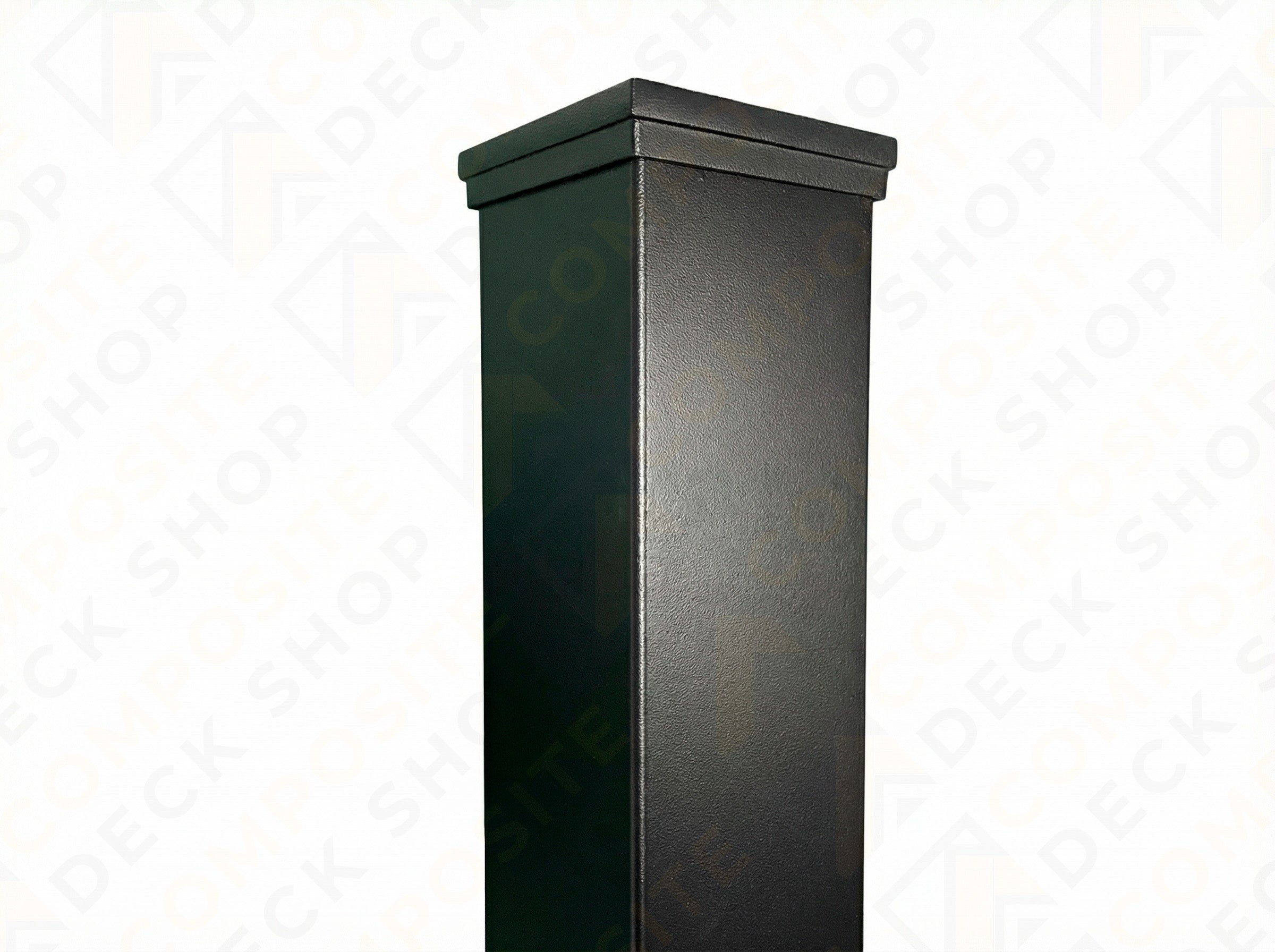 Black square aluminum screen post with decorative cap, ideal for Sunbelly Privacy Screen deck and patio mounting.