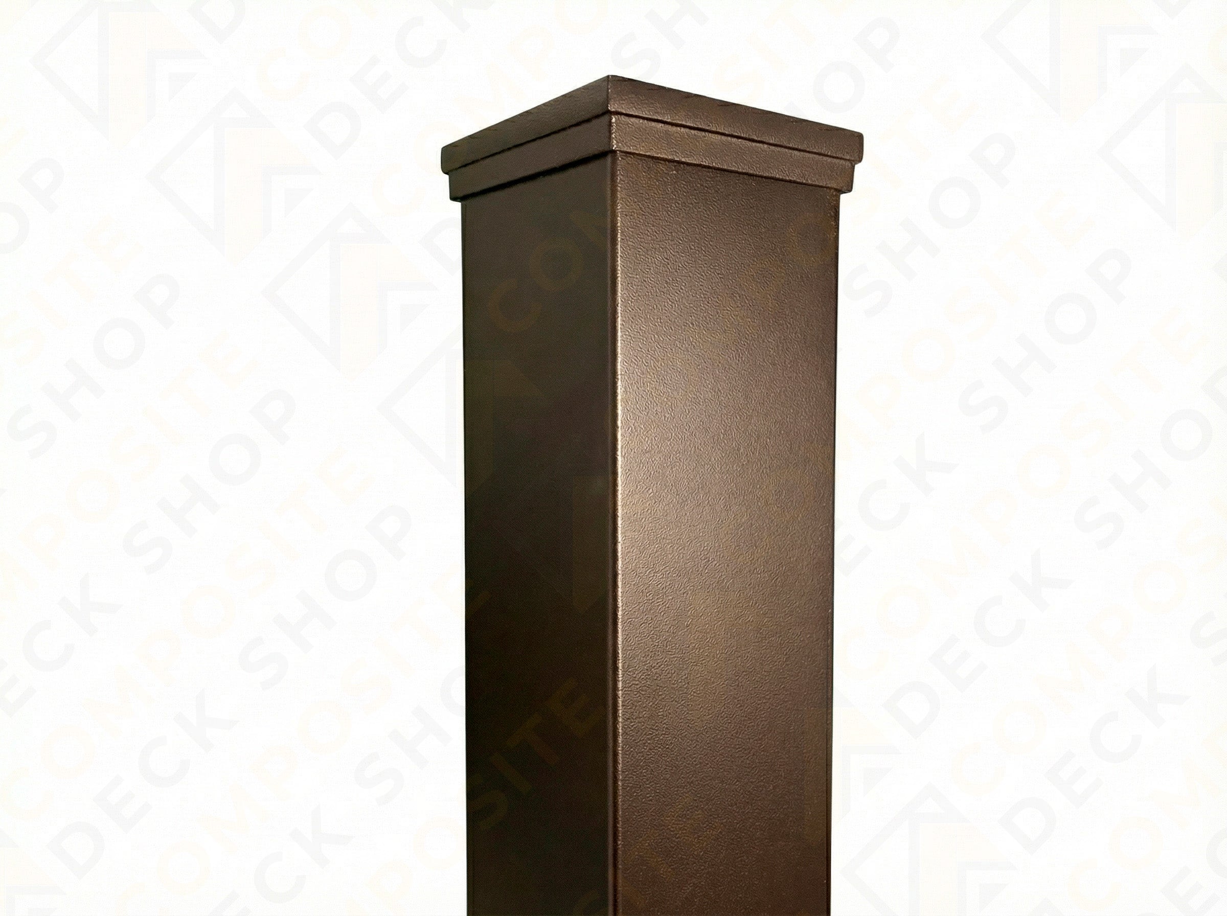Square brown metal privacy screen post with flat cap, ideal for Sunbelly Privacy Screen deck and patio mounting.