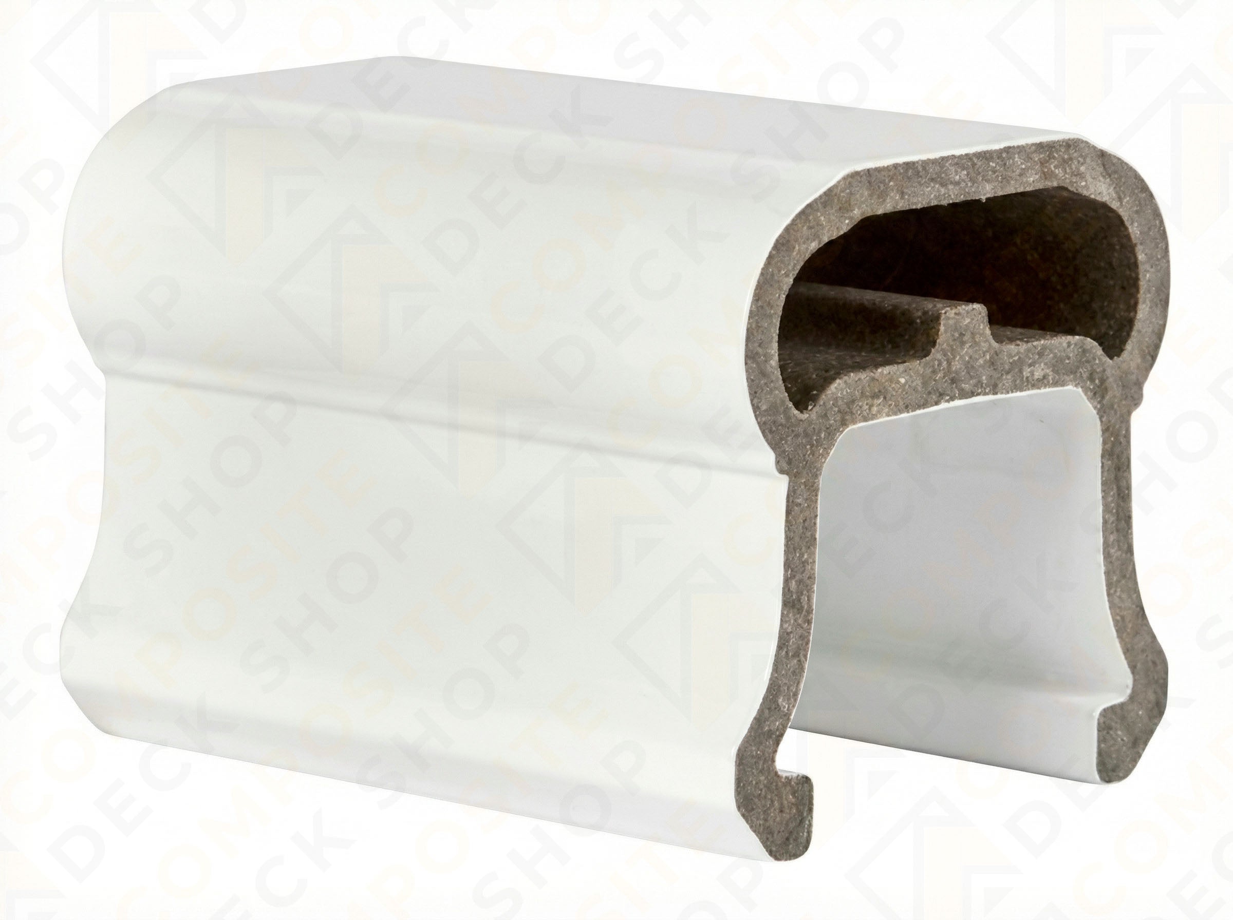 White TimberTech RadianceRail Classic Series composite railing section with a hollow core and textured cross-section.