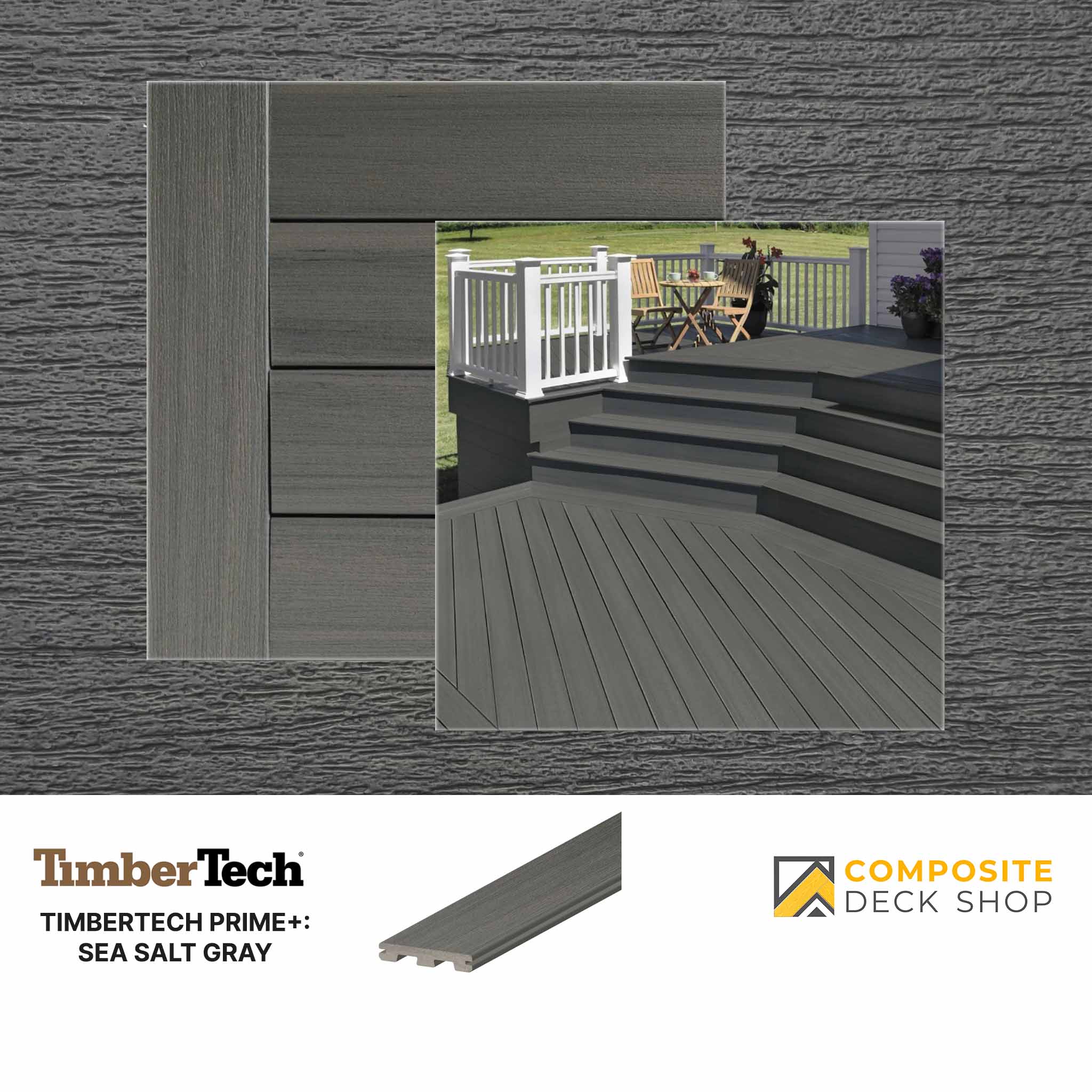 Timbertech Prime Plus Decking in Sea Salt Gray Colour