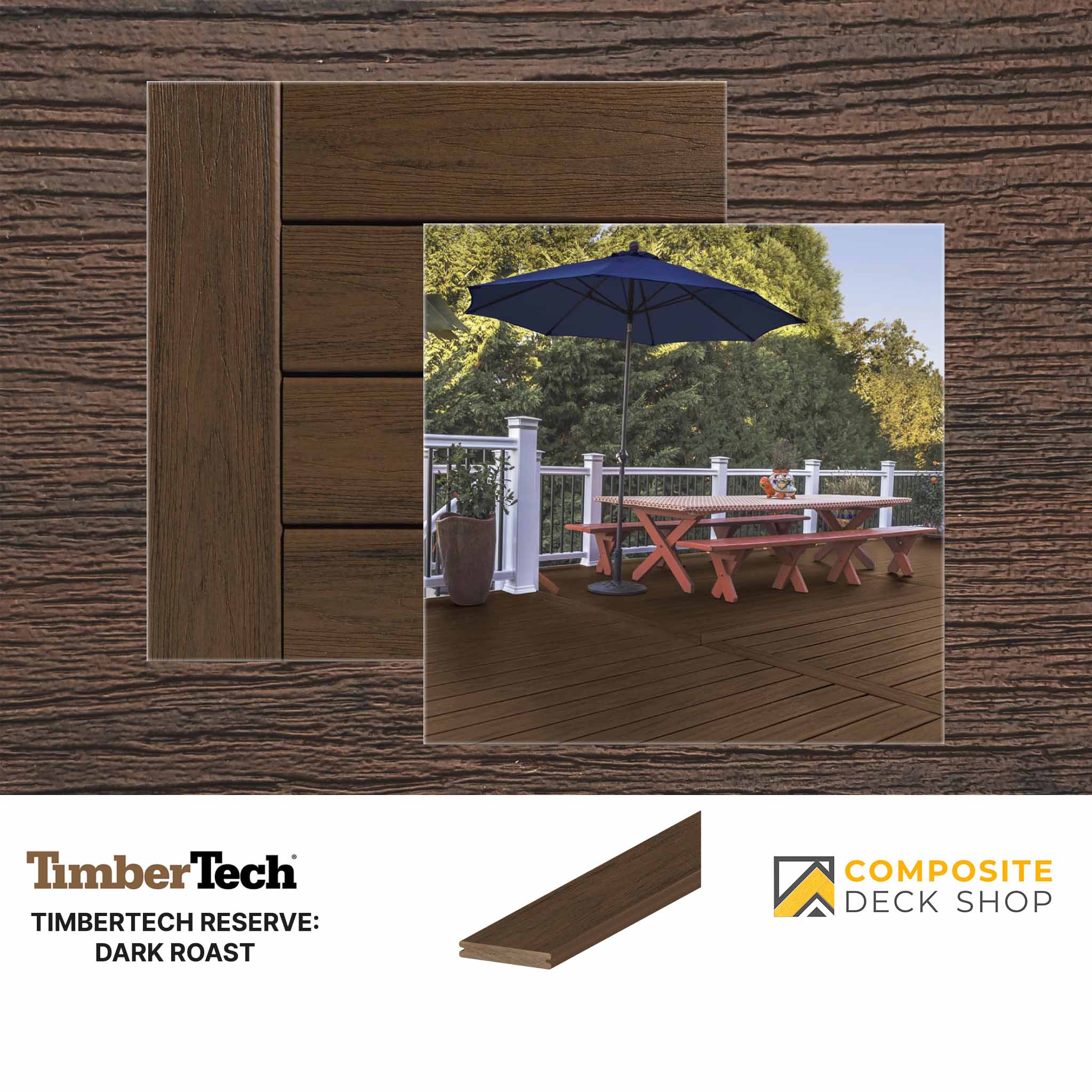Timbertech Reserve Decking in Dark Roast Colour