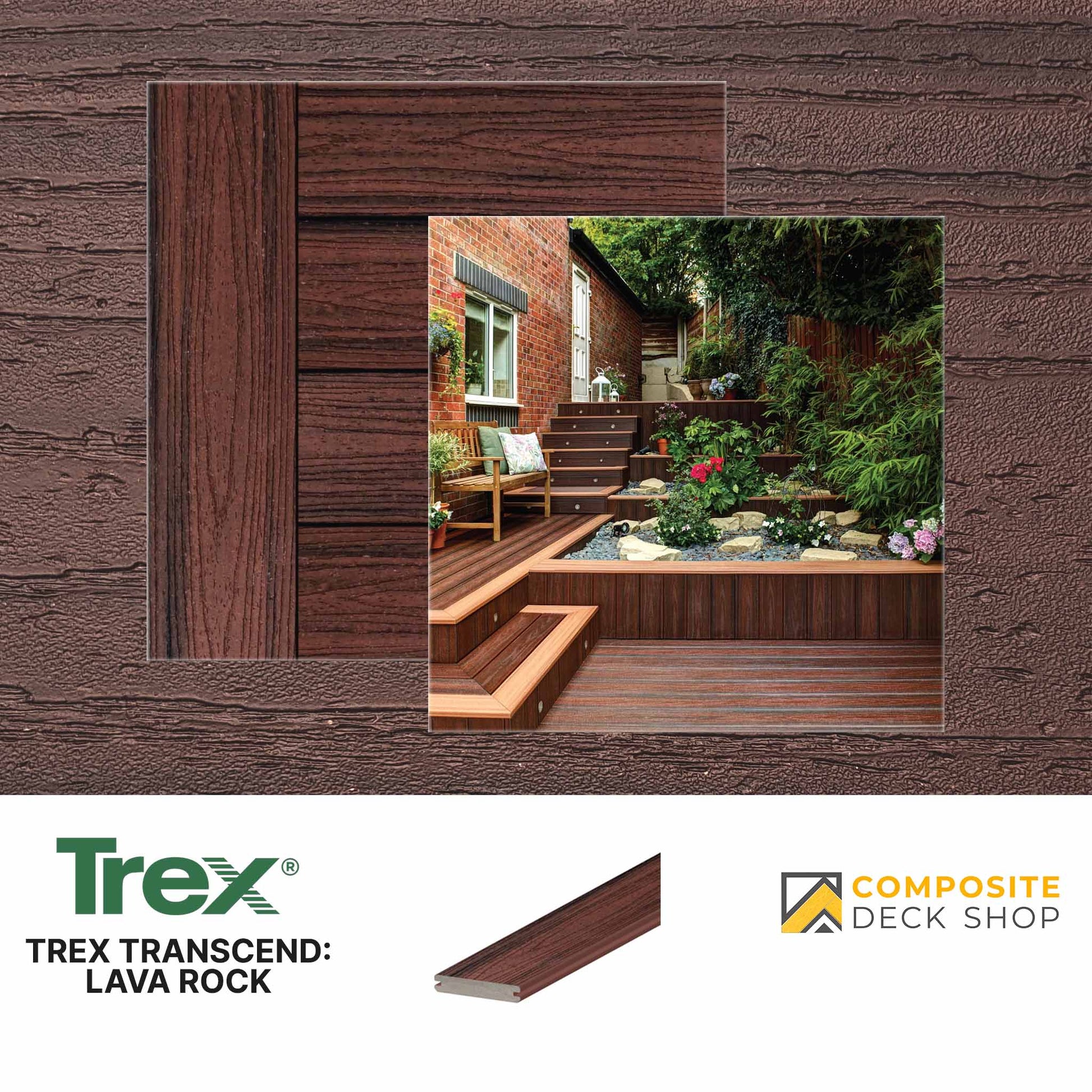 Trex Transcend Decking in Lava Rock Colour