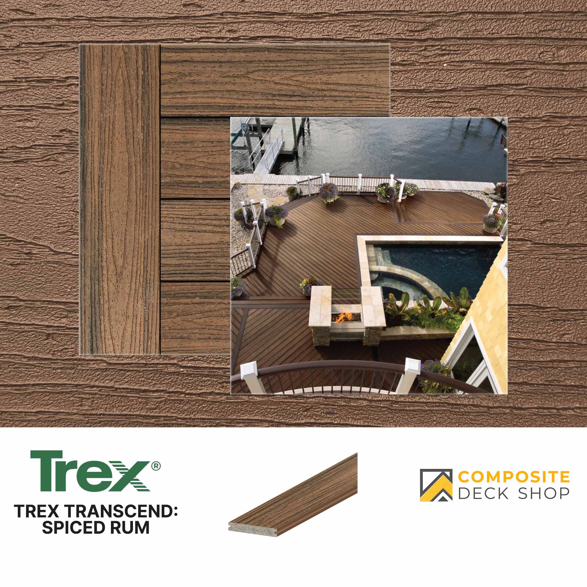 Trex Transcend Decking in Spiced Rum Colour