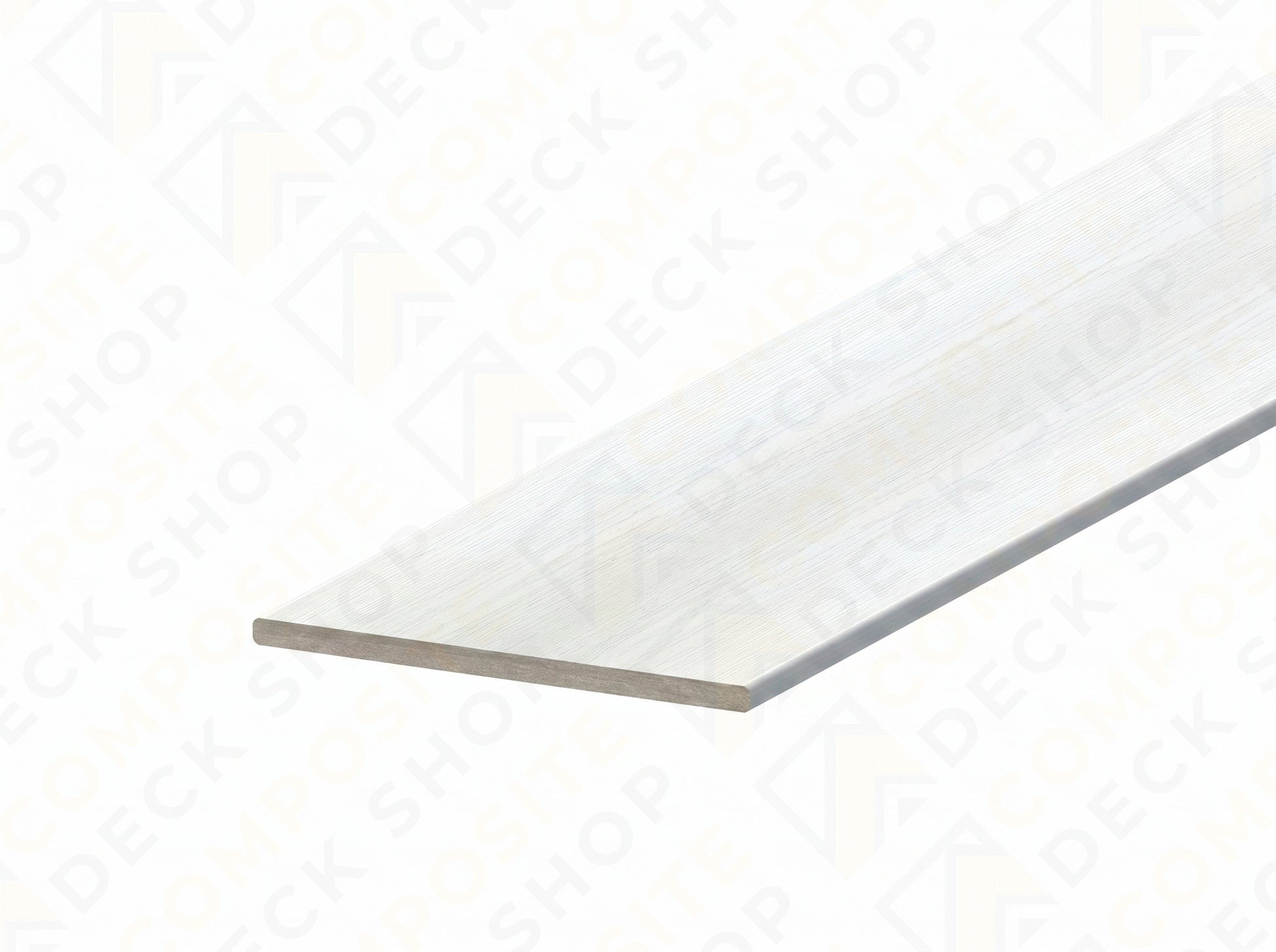 Rectangular silver metal strip for Trex decking systems shown at an angle on a white background.