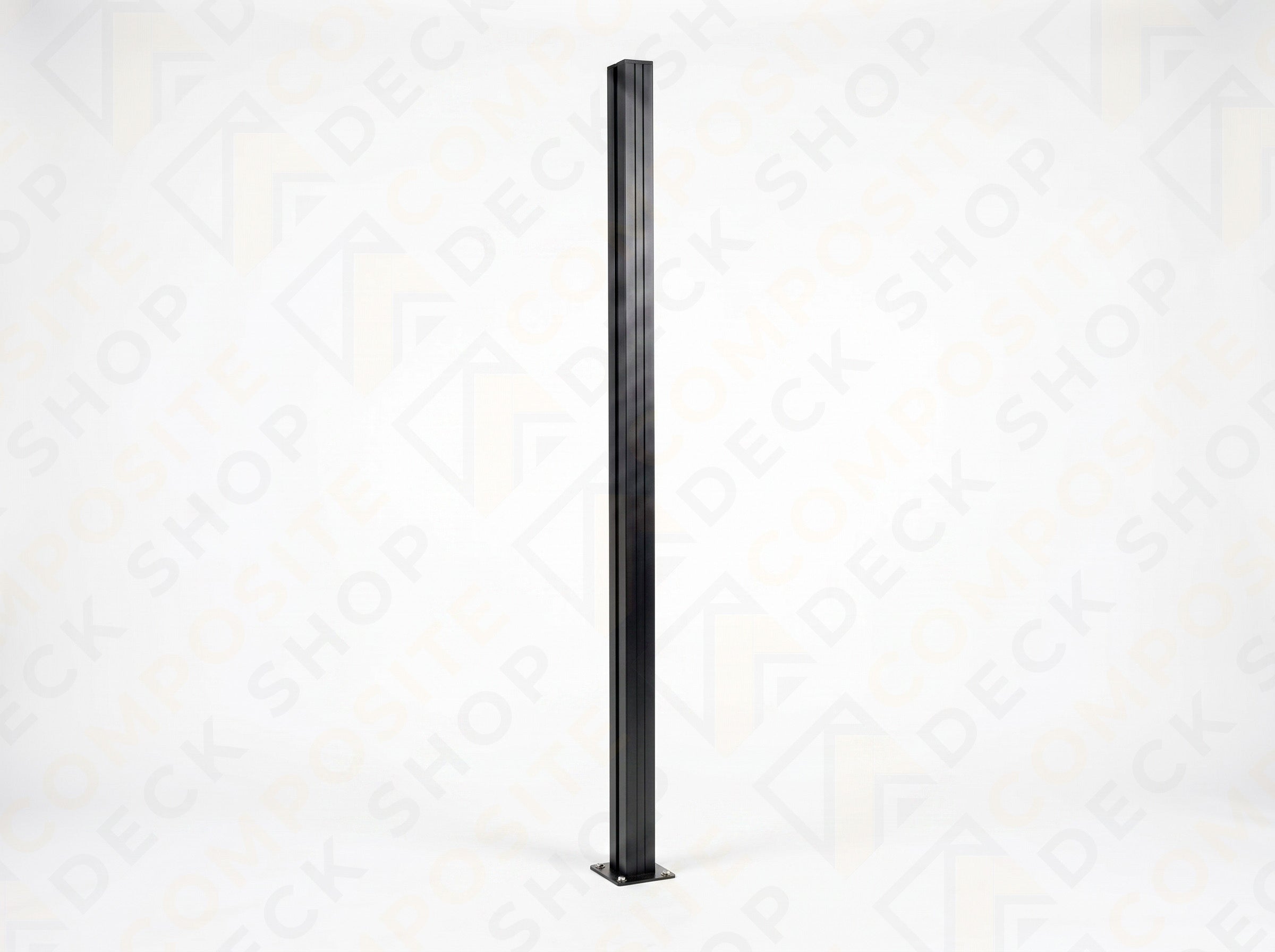 A single black aluminum post with a rectangular base, standing upright against a plain white background.